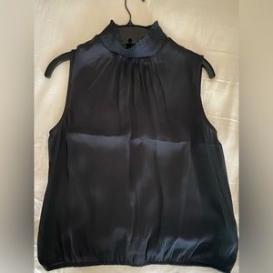 Express mock neck sleeveless top with slit open back detail